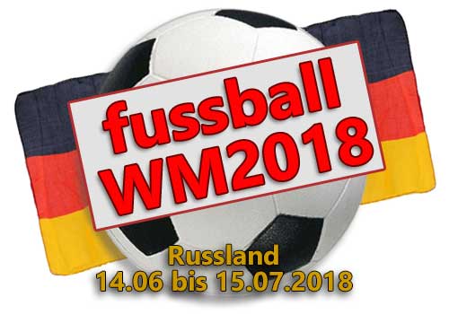 Fussball Fanartikel WM2018 für deine Nationalmannschaft bei allen WM-Spielen in Russland mit Trikots, Schals, Mützen, T-Shirts und mehr !